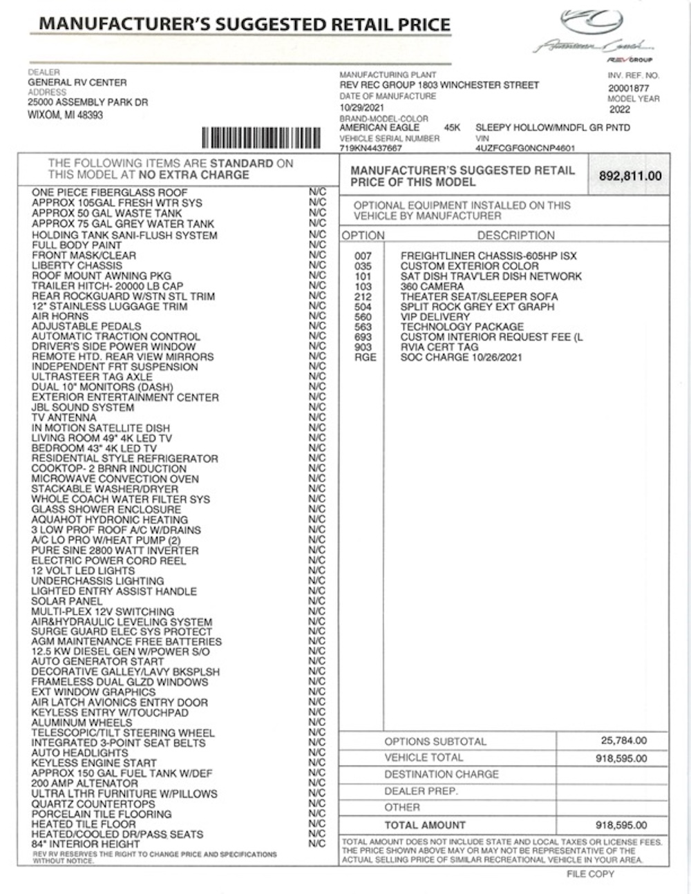 2022 American Coach For Sale