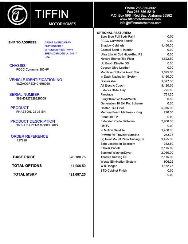2022 Phaeton For Sale