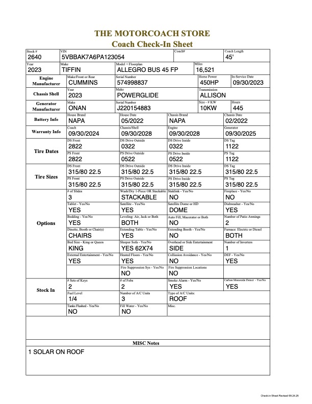 2023 Tiffin AllegroFor Sale
