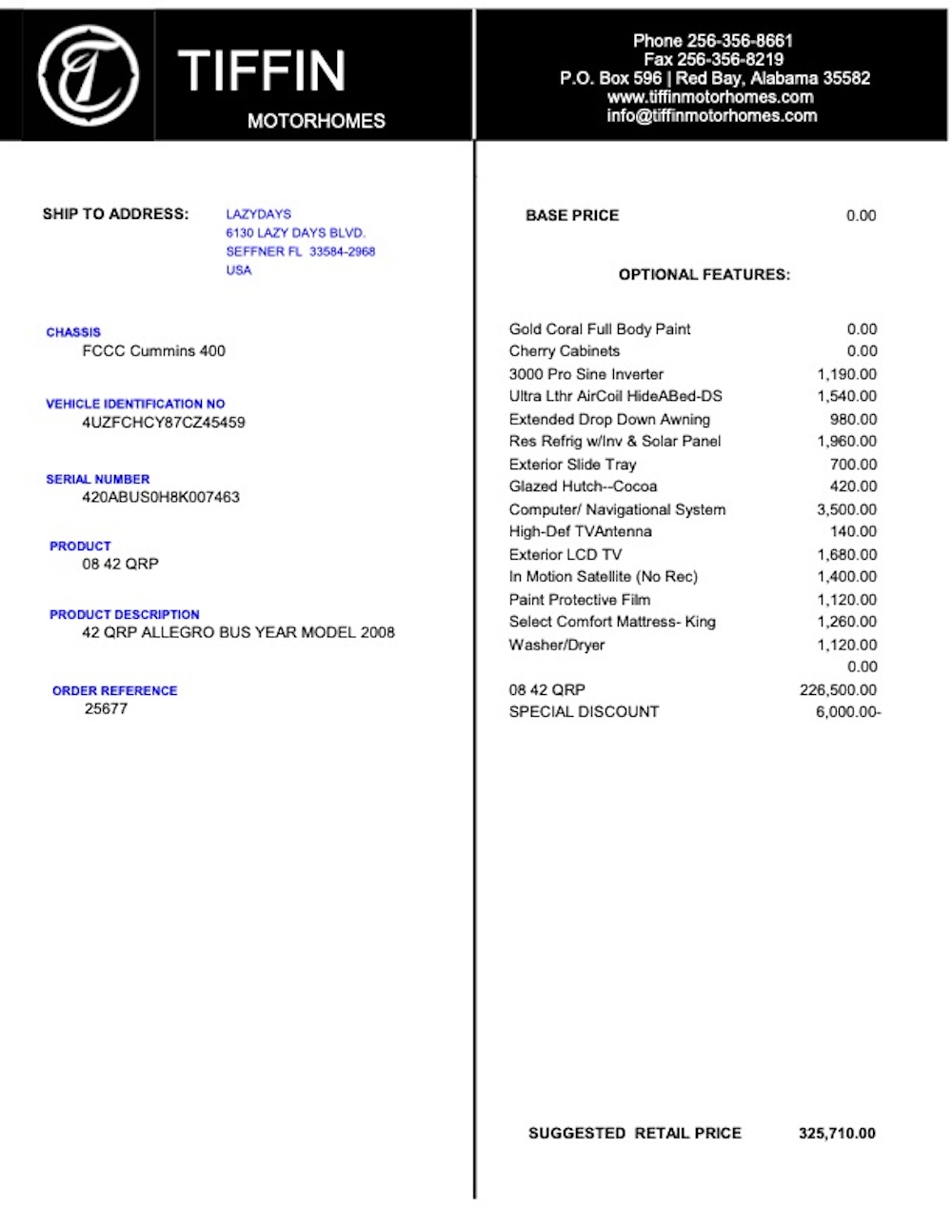 2008 Tiffin Allegro For Sale