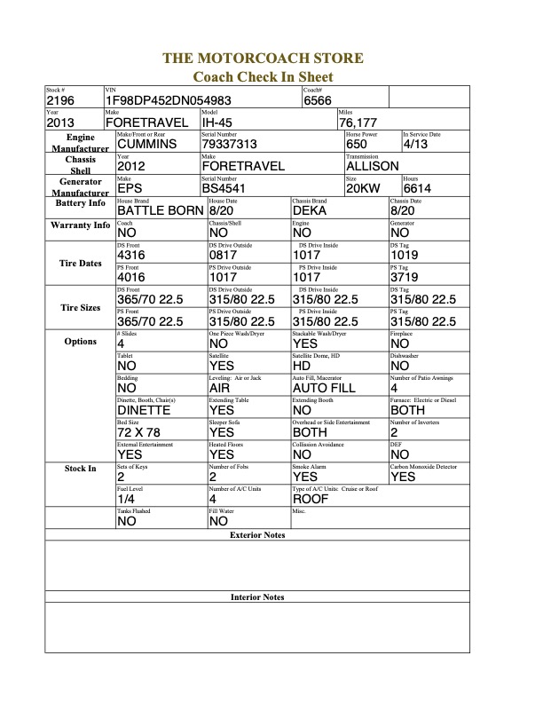 2013 Foretravel For Sale
