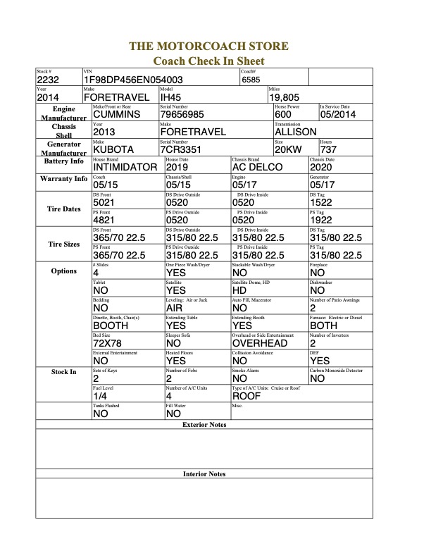 2014 Foretravel For Sale