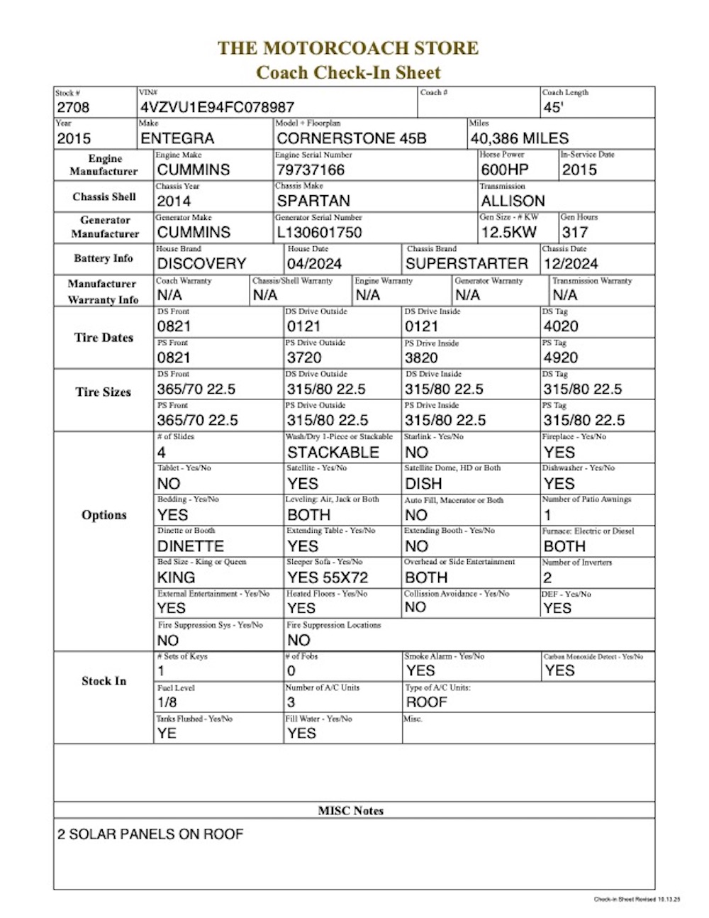 2015 Entegra Cornerstone For Sale