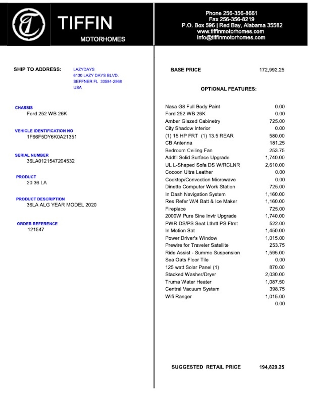 2020 Tiffin  For Sale