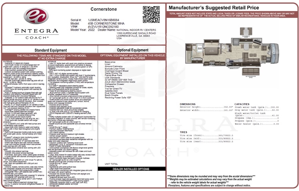 2022 Entegra Cornerstone For Sale
