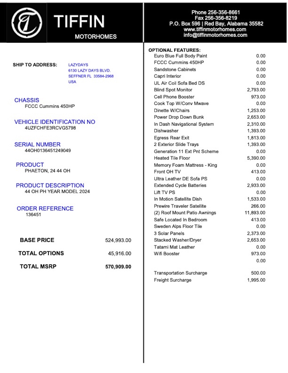 2024 Tiffin Pheaton For Sale