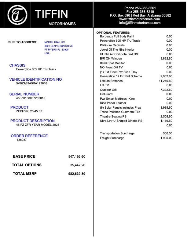 2025 Tiffin Zephyr For Sale